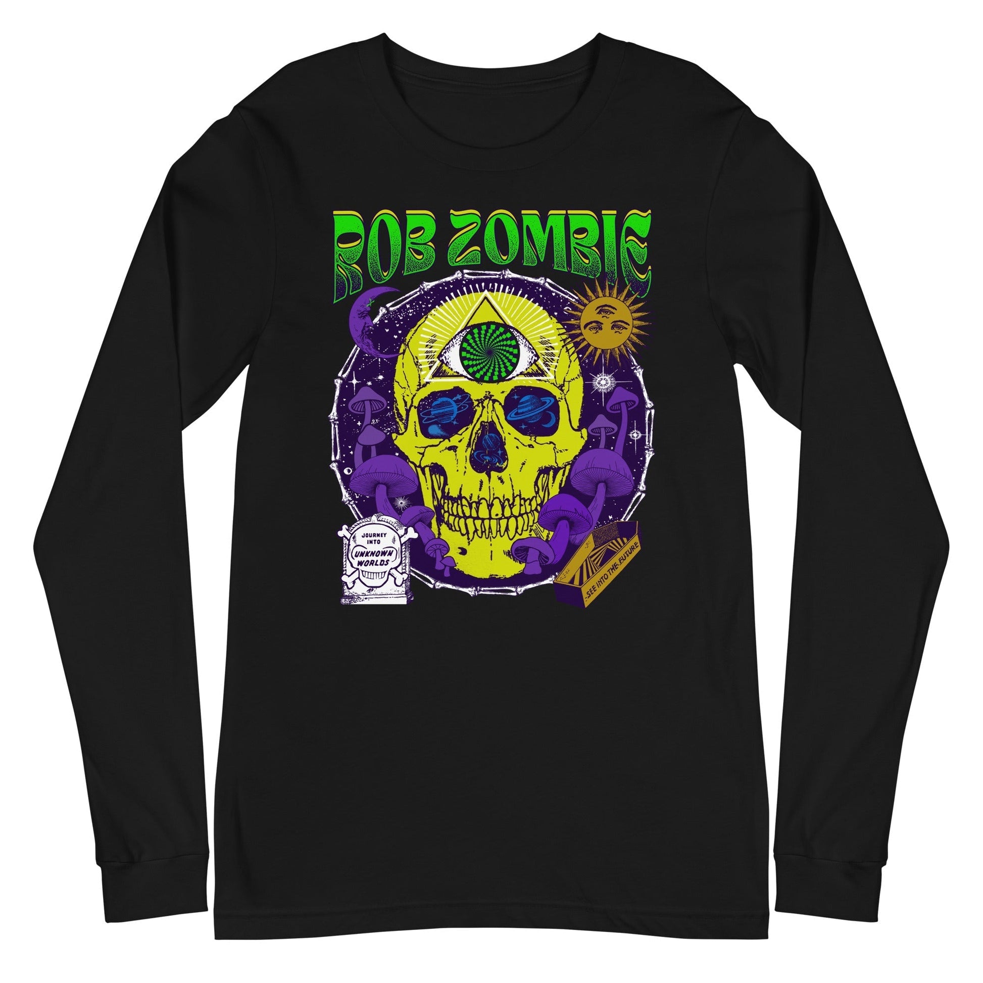 Rob Zombie - Yellow Skull Long Sleeve T-Shirt Black