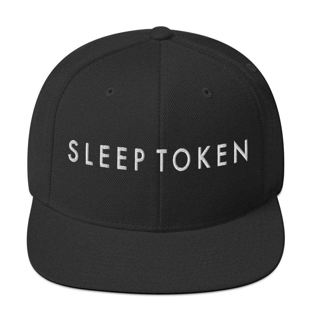 Sleep Token Logo White Embroidered Snap Back Hat
