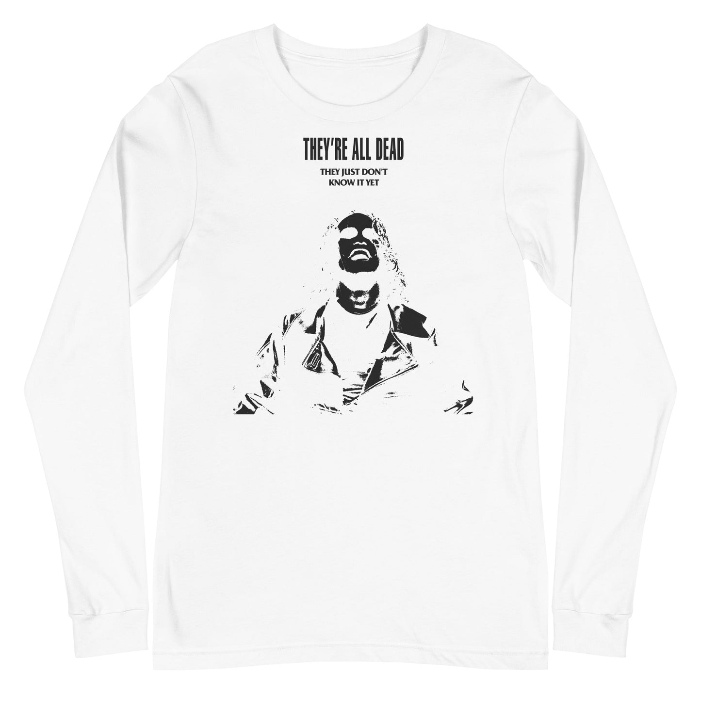 The Crow - Black Outline Long Sleeve T-Shirt White
