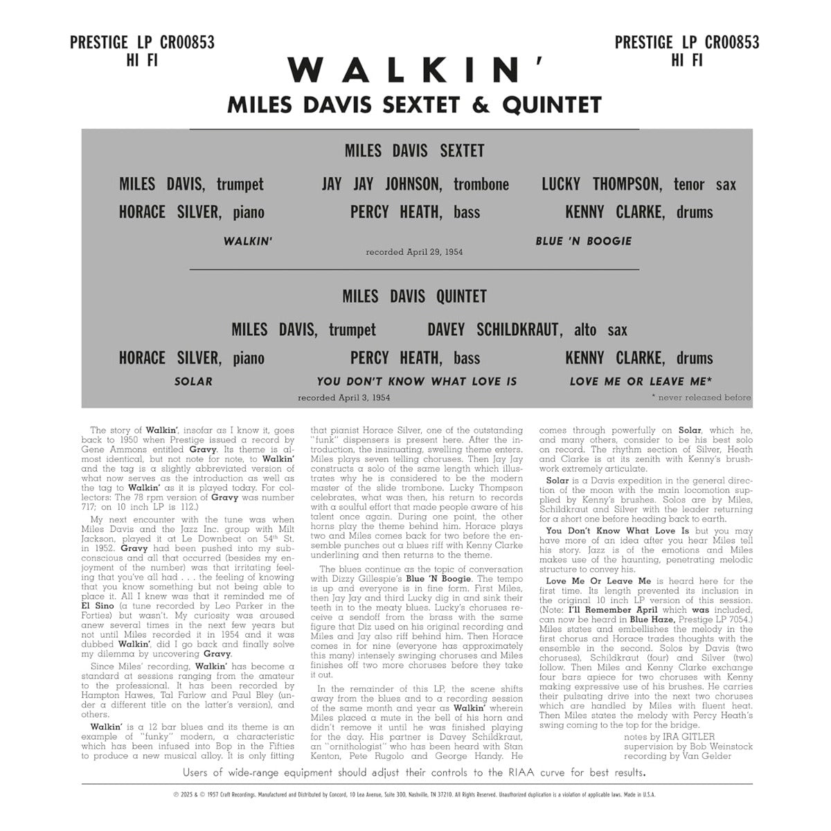 Walkin' (Original Jazz Classics Series) (180 Gram Vinyl)