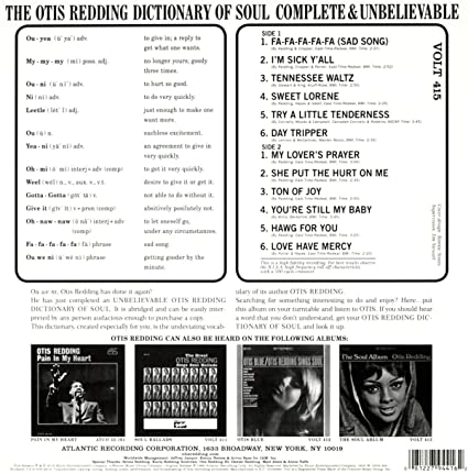 Otis Redding Complete & Unbelievable...The Otis Redding Dictionary Of Soul (2Lp's, 180 Gram Vinyl w/Bonus 7")