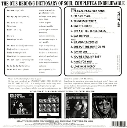 Otis Redding Complete & Unbelievable...The Otis Redding Dictionary Of Soul (2Lp's, 180 Gram Vinyl w/Bonus 7")