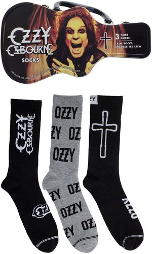 Perri's - Ozzy Osbourne - Crew Socks (3 Pack Collector Guitar Shape Tin) (Large Item, Socks, 3 Pack)