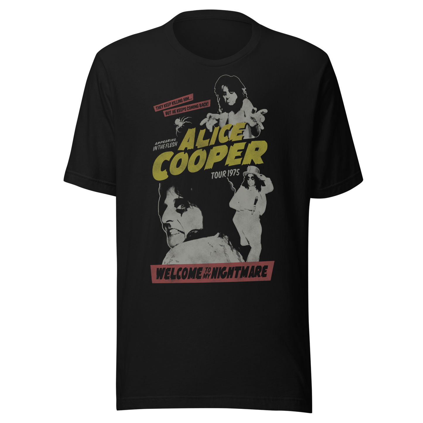 Alice Cooper 1975 Tour Vintage T-Shirt Black