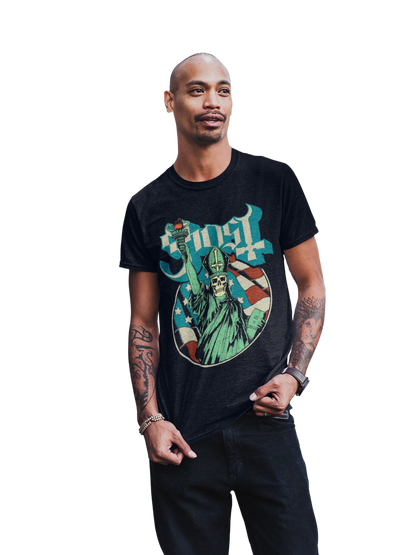 Ghost - Statue of Liberty Jumbo Print T-Shirt Black