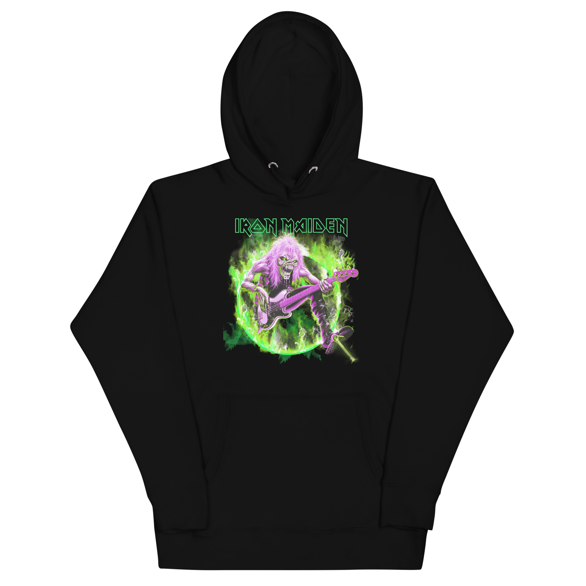 Iron Maiden Green Guitar Classic Hoodie Black