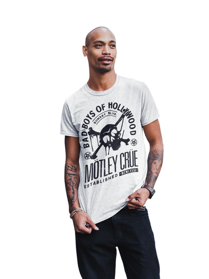 Motley Crue Bad Boys of Hollywood Jumbo Print T-shirt White