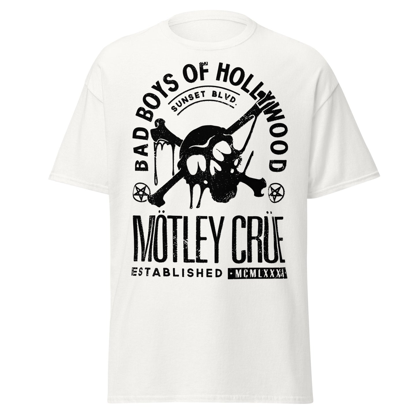 Motley Crue Bad Boys of Hollywood Jumbo Print T-shirt White