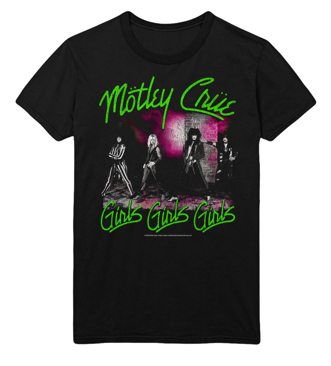 Motley Crue Green Girls Jumbo Print T-Shirt Black