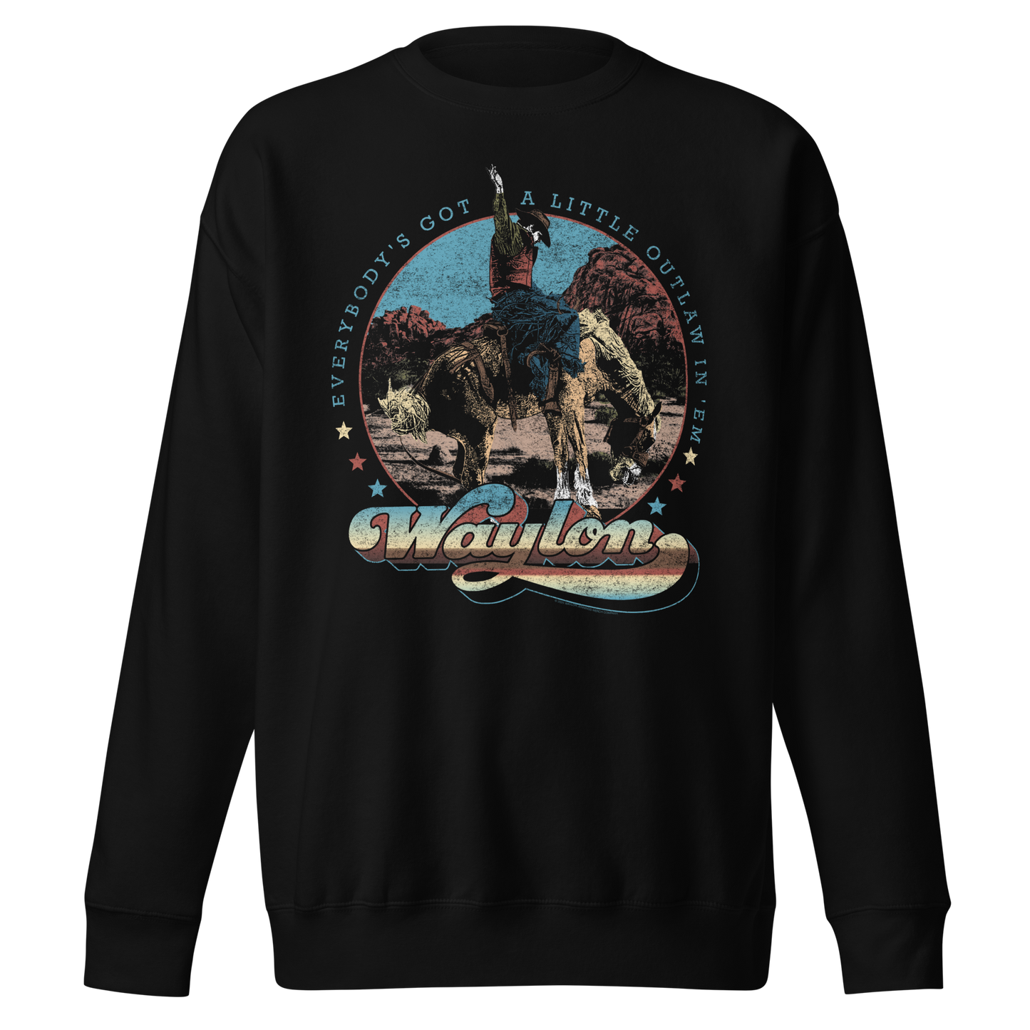 Waylon Jennings A Little Outlaw in Em Sweatshirt Black