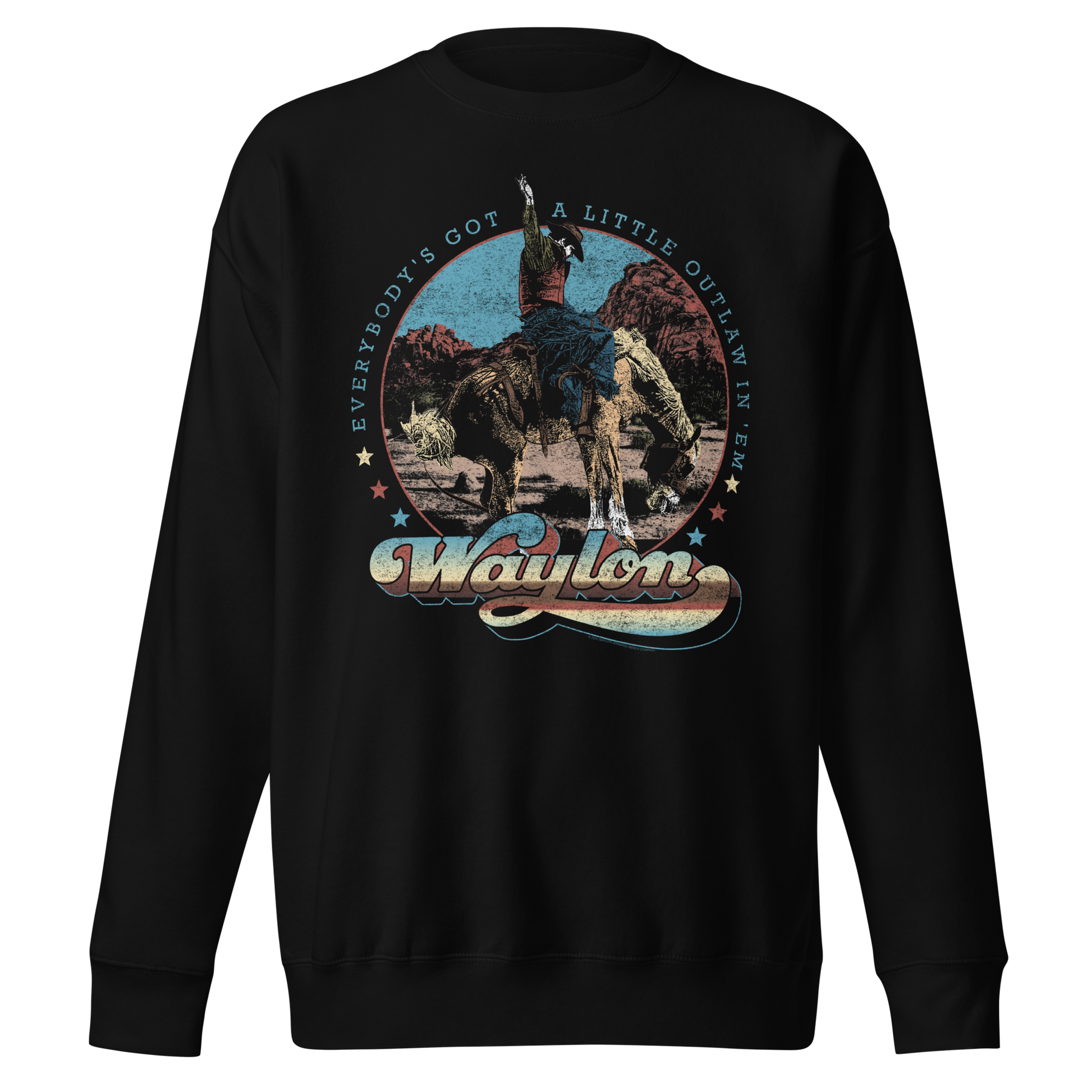 Waylon Jennings A Little Outlaw in Em Sweatshirt Black