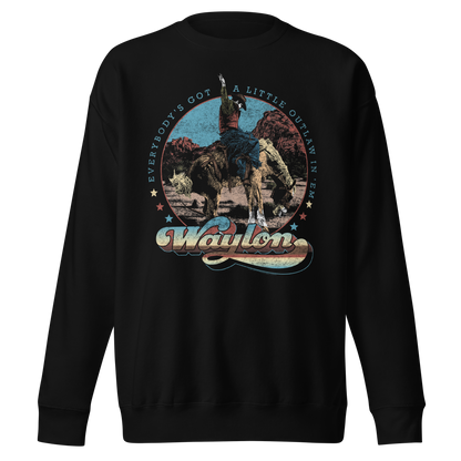 Waylon Jennings A Little Outlaw in Em Sweatshirt Black