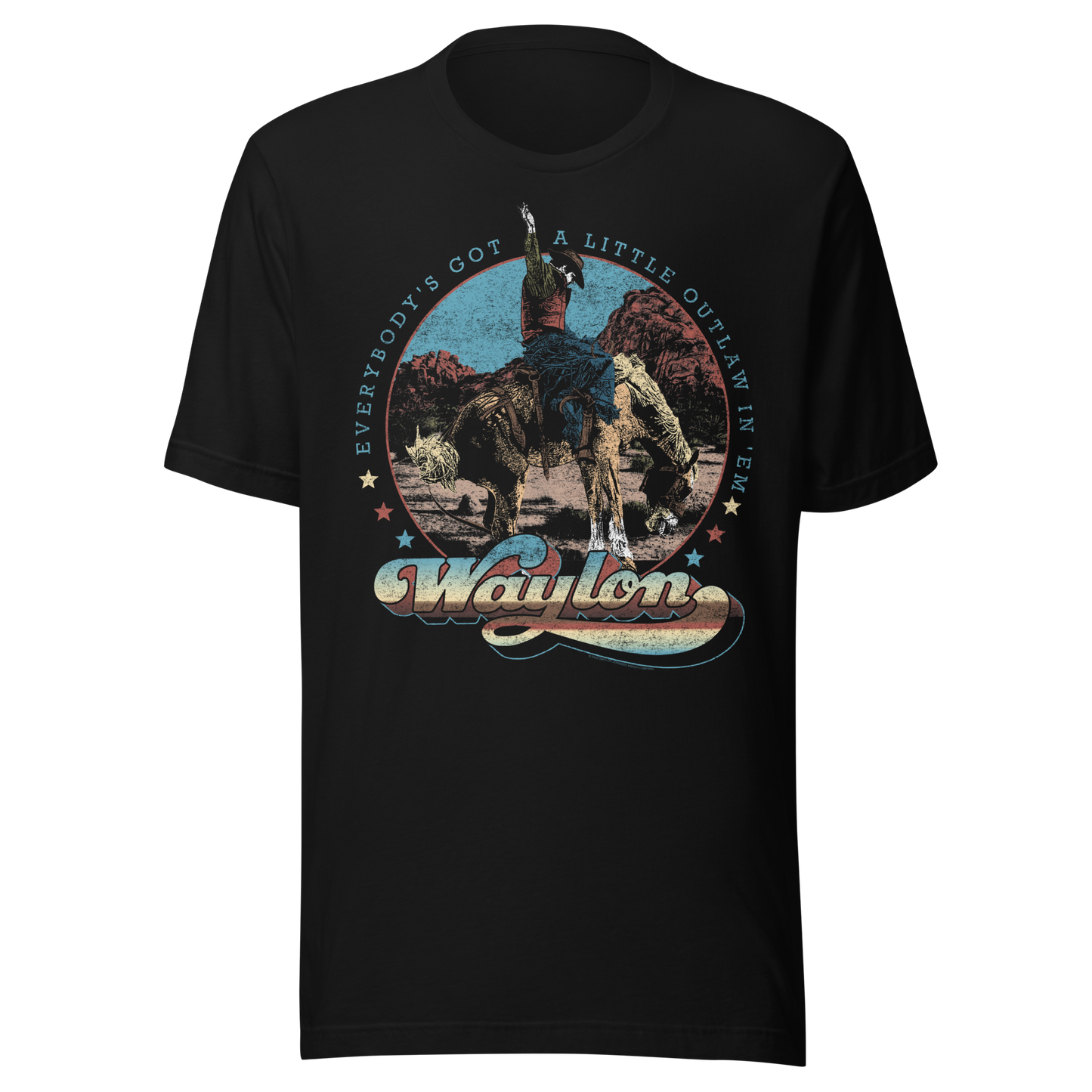 Waylon Jennings A Little Outlaw in Em T-Shirt Black