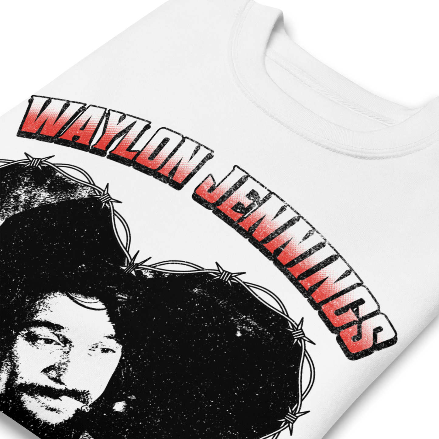 Waylon Jennings Ladies Love Outlaws Sweatshirt White