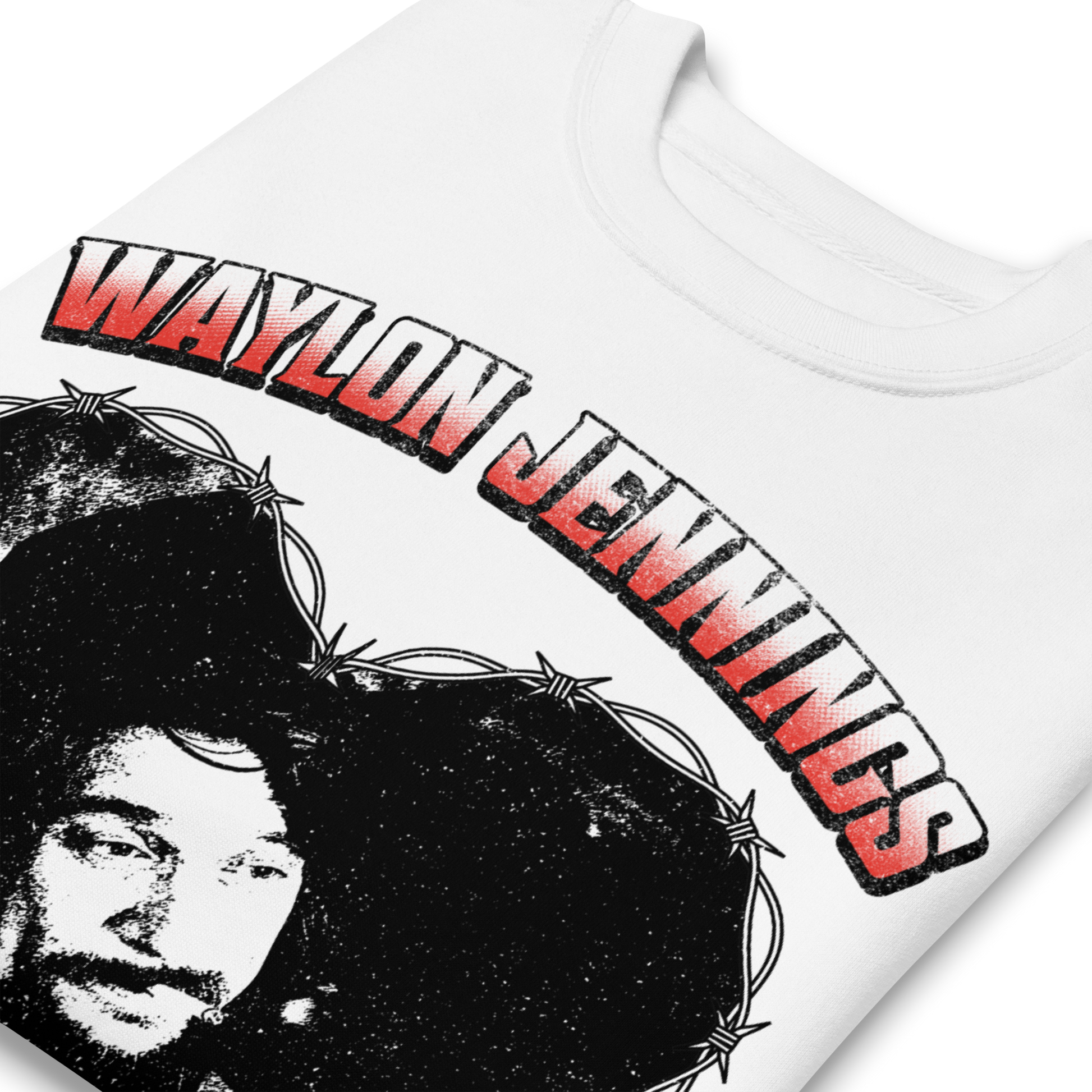 Waylon Jennings Ladies Love Outlaws Sweatshirt White