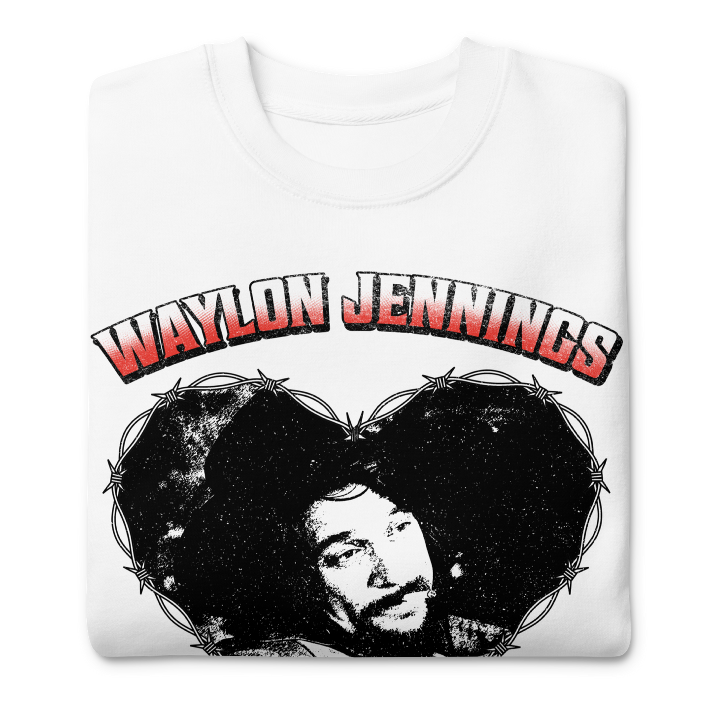 Waylon Jennings Ladies Love Outlaws Sweatshirt White