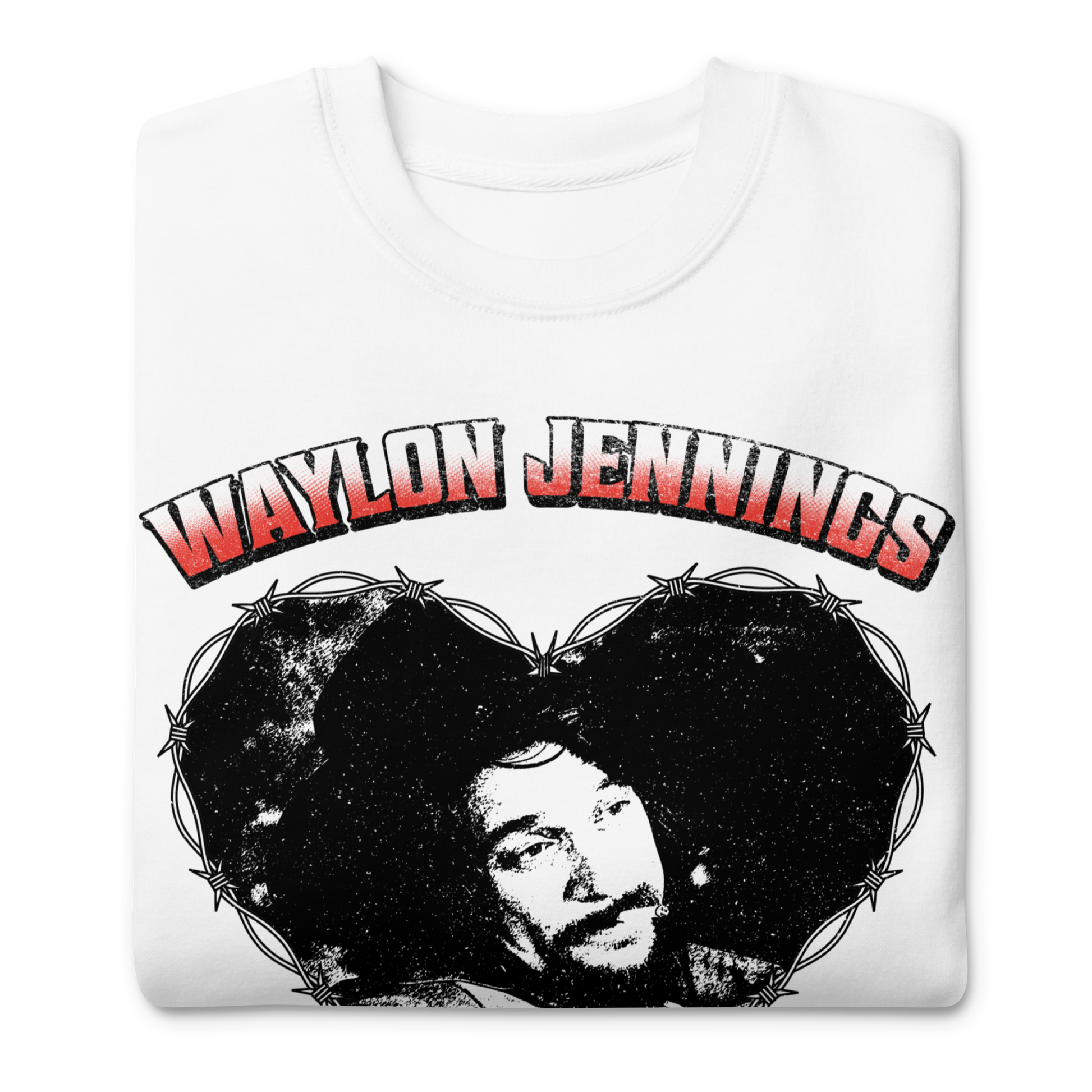 Waylon Jennings Ladies Love Outlaws Sweatshirt White