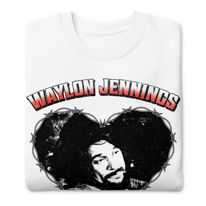 Waylon Jennings Ladies Love Outlaws Sweatshirt White