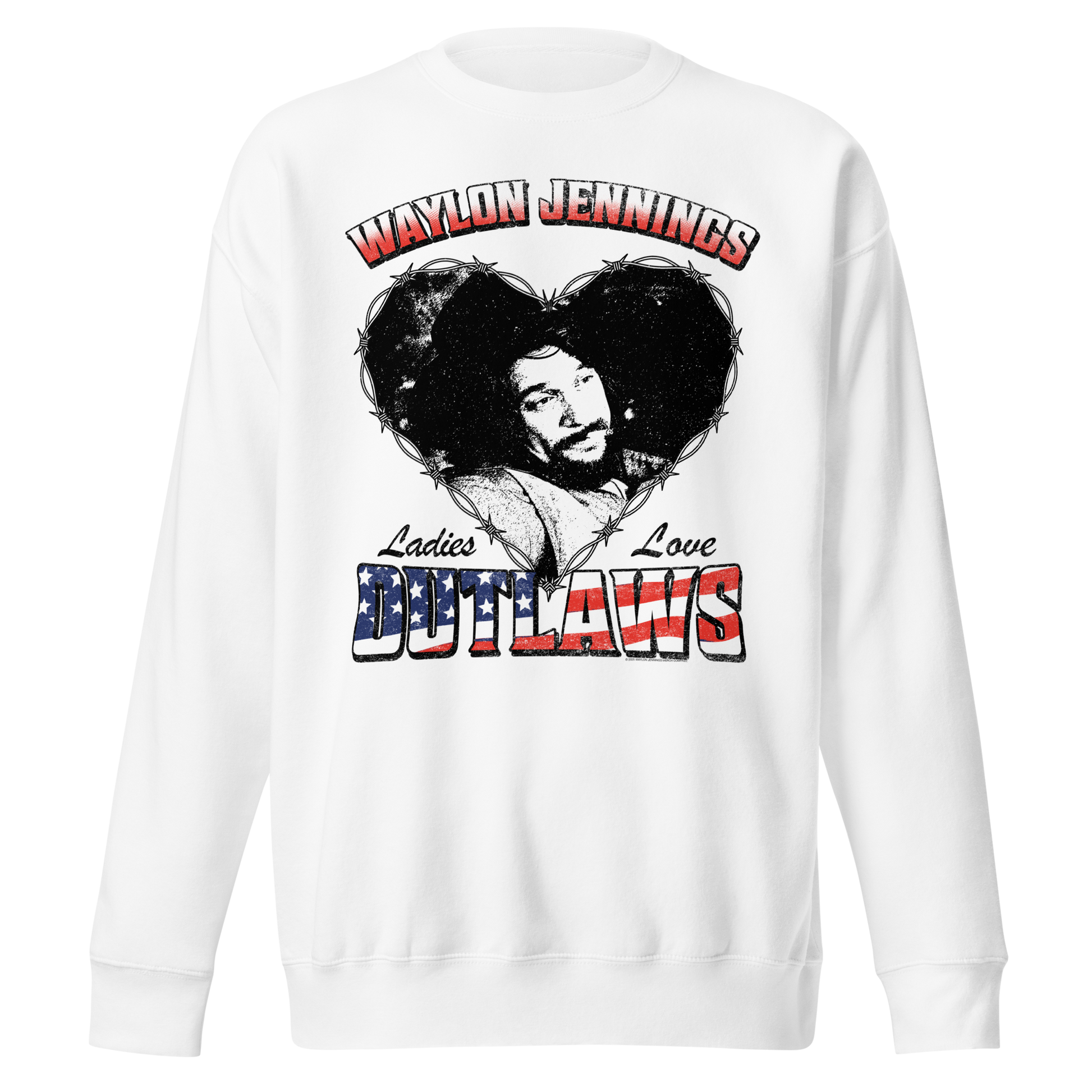 Waylon Jennings Ladies Love Outlaws Sweatshirt White