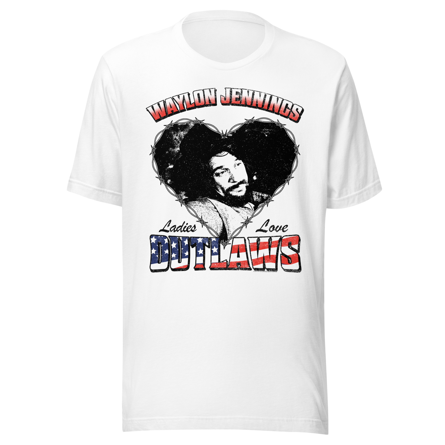 Waylon Jennings Ladies Love Outlaws T-Shirt White