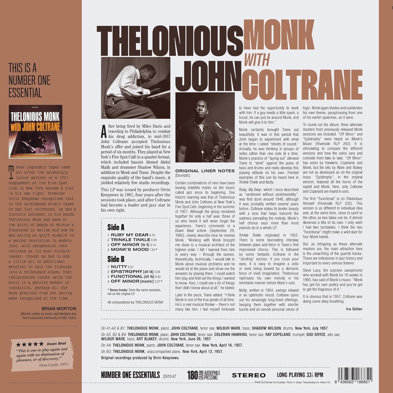 Thelonious Monk With John Coltrane (Limited Edition, 180 Gram Vinyl with Bonus Tracks) [Import]