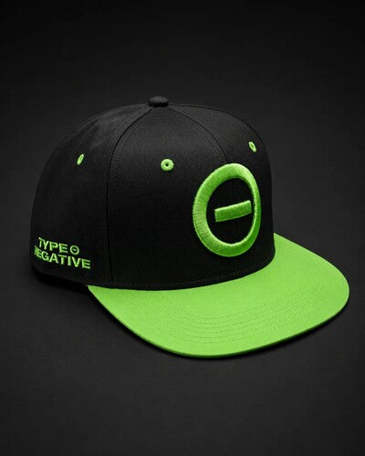 Type O Negative - Green Embroidered Logo - 6 Panel Flatbill Snapback Cap - Black/Green (Hat / Cap, Black)