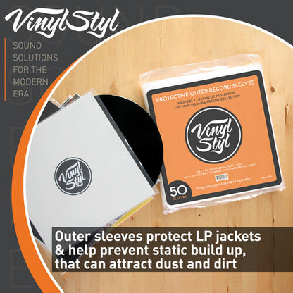 Vinyl Styl® VS-P-014 12 Inch Vinyl Record Outer Sleeve Polyethylene - 50 Count (Clear)