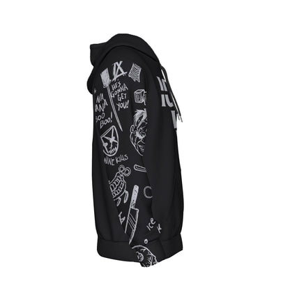 Ice Nine Kills Knifed Sleeves All Over Print Hoodie As Shown