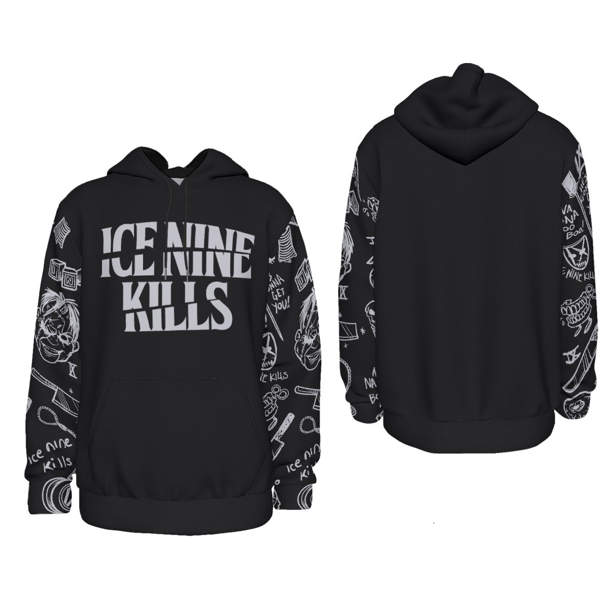 Ice Nine Kills Knifed Sleeves All Over Print Hoodie As Shown
