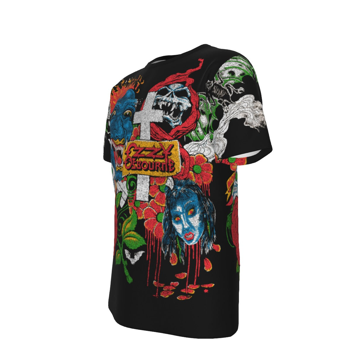 Ozzy Osbourne Vintage Vault 1992 Tattoo All Over Print T-Shirt - Cotton Black