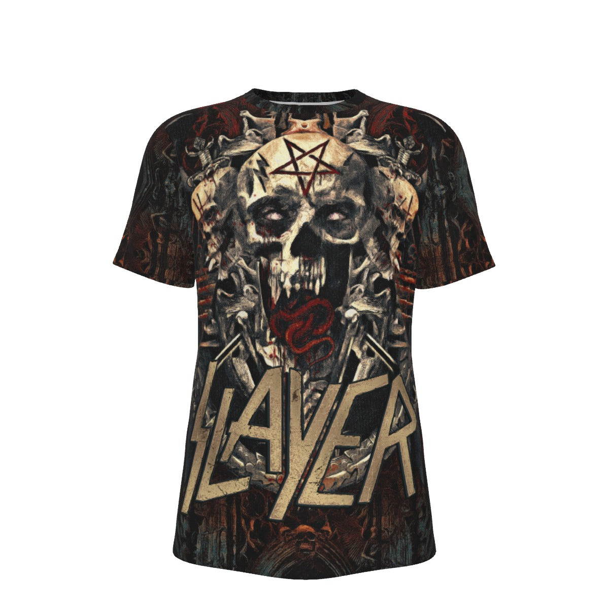 Slayer Gothic All Over Print T-Shirt - 100% Cotton As Shown