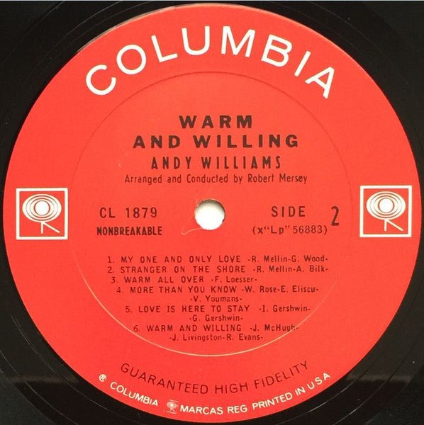 Andy Williams – Warm And Willing (LP | Pre-Owned Vinyl) - Vibin' VinylVinylAndy WilliamsCL 1879